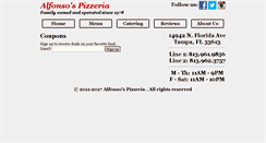 Desktop Screenshot of alfonsospizzeria.com